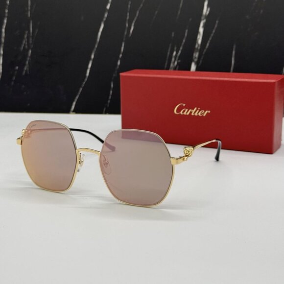 NEW CARTIER CT0267S 004 CARTIER GOLD/PINK TITANIUM WOMEN CARTIER SUNGLASSES - Picture 2 of 15